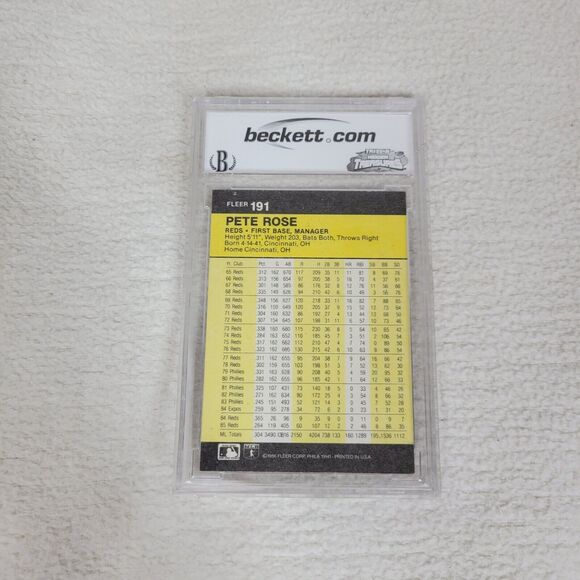 1986 Fleer Pete Rose Baseball Card #191 BCCG 10 Mint Graded Collectables Retro - Picture 4 of 6
